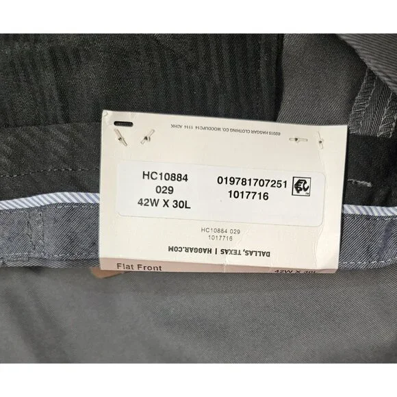 Haggar Pants Mens 42x30 Classic Fit Premium No Iron Khaki Flat Front Gray New - Picture 3 of 5